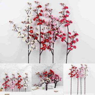 Red plum flower simulation bouquet peach blossom branch Winterplum plastic fake flowers Indoor home decoration flowers artificial flowers wholesale