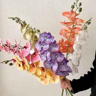 9 head film phalaenopsis simulation flower light luxury feel fake flower living room table porch decoration wedding room decoration