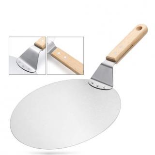 Pizza Shovel tool Stainless steel Pizza shovel Wooden handle Round pizza shovel Pizza wheel knife set Cake transfer shovel