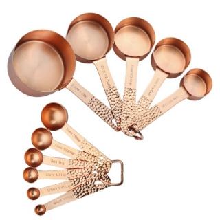 Rose Gold Hammer pattern 11-piece measuring spoon Measuring Spoon Hammer Pattern Measuring Cup Seasoning spoon baking kit