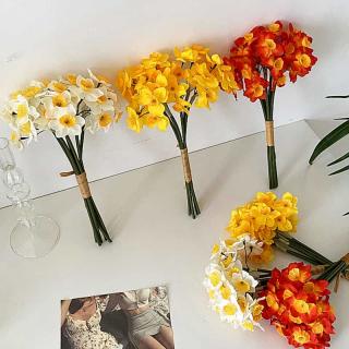 Simulation daffodil 6 hand-held flower bouquet wedding photography home decoration pieces fake flower silk flower wholesale