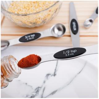 Baking tools Stainless steel double head measuring spoon Measuring spoon 8-piece seasoning spoon Scale measuring spoon scraper