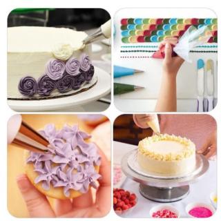 DIY baking tools 14-piece turntable set small decorating mouth cake spatula 3 scraper disposable decorating bag