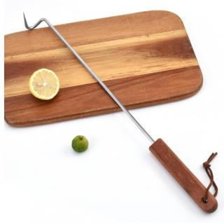 Stainless steel 201 meat hook Pear wood handle Grill tag barbecue hook home eating barbecue barbecue hook outdoor BBQ barbecue