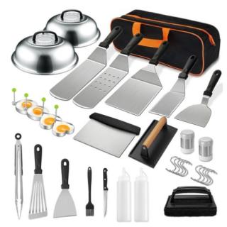 Outdoor multi-functional Teppanyaki 35-piece camping barbecue tool Frying shovel plastic handle kitchen cooking shovel set