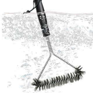Stainless steel wire brush Round head barbecue brush Long handle brush Cleaning brush Range hood Steel wire brush Round hand-held barbecue grill