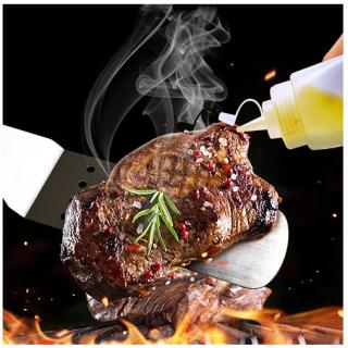 Amazon Outdoor Barbecue tool Iron plate barbecue spatula Food frying spatula Stainless steel steak frying spatula set