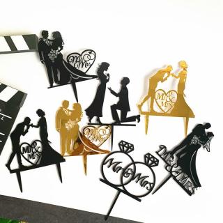 New Valentine's Day baking cake decoration MR&MRS Love wedding proposal acrylic cake plate plug-in