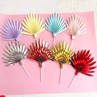 ins Wind Fan Birthday cake plugin Leaves Paper baking cake decoration party baking cake insert