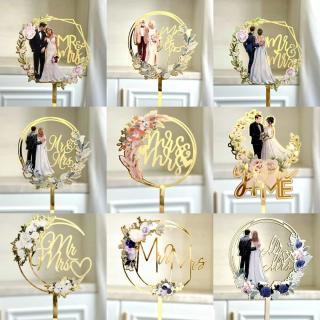 ins Wind MRMRS Color Printed Acrylic Cake Decoration Party supplies Wedding Couple Engagement cake plugin