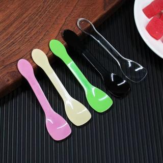 Disposable mini small spoon single individually wrapped plastic sweet tasting with pudding jelly ice cream tasting wholesale