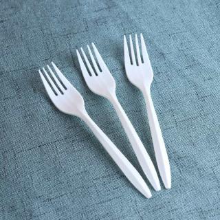 Disposable plastic fork Green thickened separately packaged food grade fork Wholesale pizza cake dessert fork