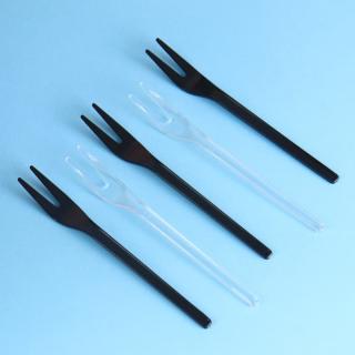 Wholesale disposable plastic fork two teeth fruit fork independent packaging home dessert cake fork tableware