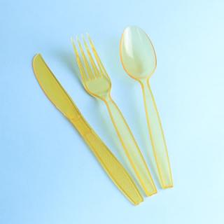 Disposable plastic knife, fork and spoon Clear frosted Western steak pizza fruit knife and fork individually packaged tableware spoon