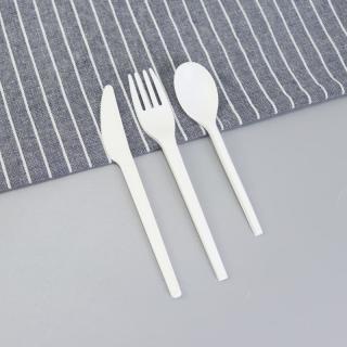 Disposable polylactic acid knife, fork and spoon fully degradable Western food steak knife fruit salad fork takeaway cake dessert spoon