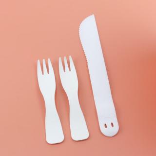 Disposable plastic cutlery plate set Birthday cake cutlery plate set three-in-one cake cutlery set