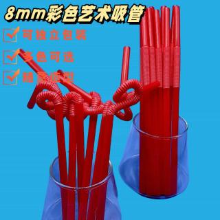 8mm large diameter art straw food grade pp plastic color beverage milk tea disposable bendable straw