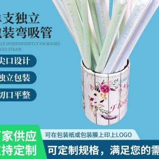 Disposable independent packaging classic color bagged straw milk tea soy milk beverage food grade PP elbow straw