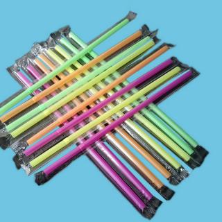 Manufacturers wholesale disposable independent film bag can bend pp plastic straw color milk tea juice drink straw