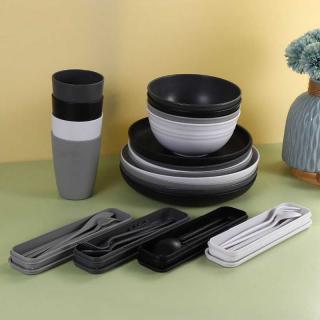 Cross-border wheat straw plate, bowl, cup and tableware set, home dining plates, rice bowls, water cups, knives, forks and spoons are available for customization