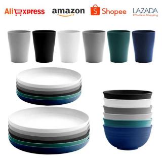 Cross-border e-commerce is selling popular sets of plates, bowls and cups, including portable household, commercial and hotel supplies made of wheat straw
